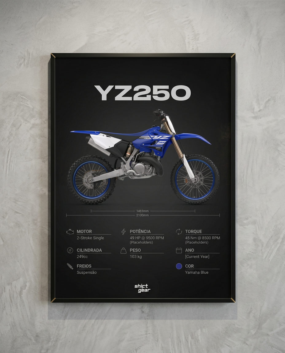 Quadro Blueprint YZ250 emoldurado